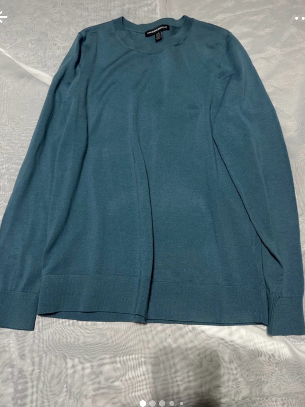 Katherine Barclays 100% merino wool Teal Crewneck Sweater
